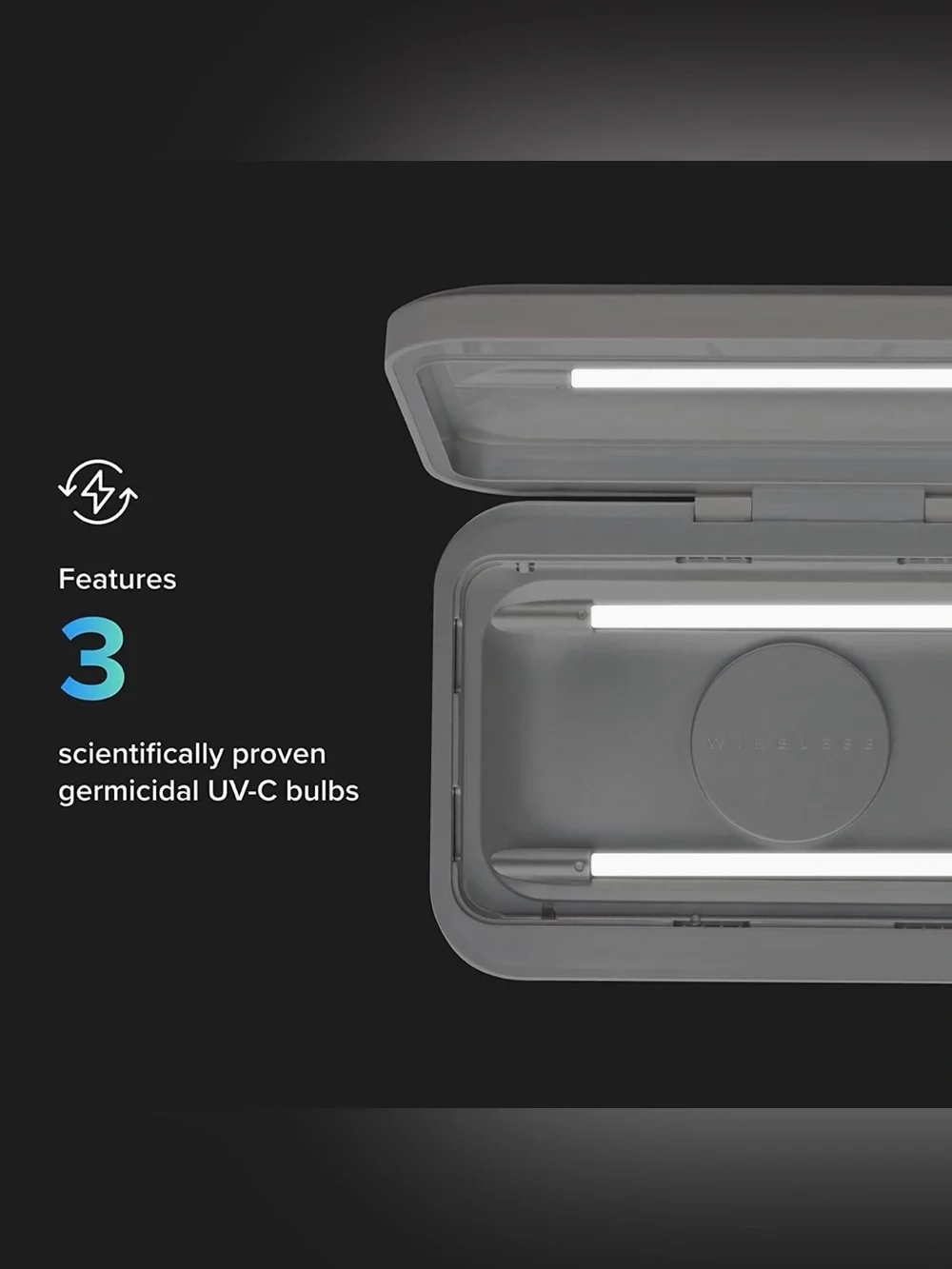 PhoneSoap Go Portable UV-C Phone Sanitizer Power Bank 6500mAh Model 701-2, White